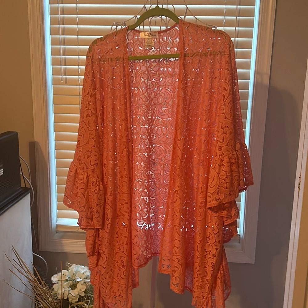 Peach lace shrug brand new without tags
